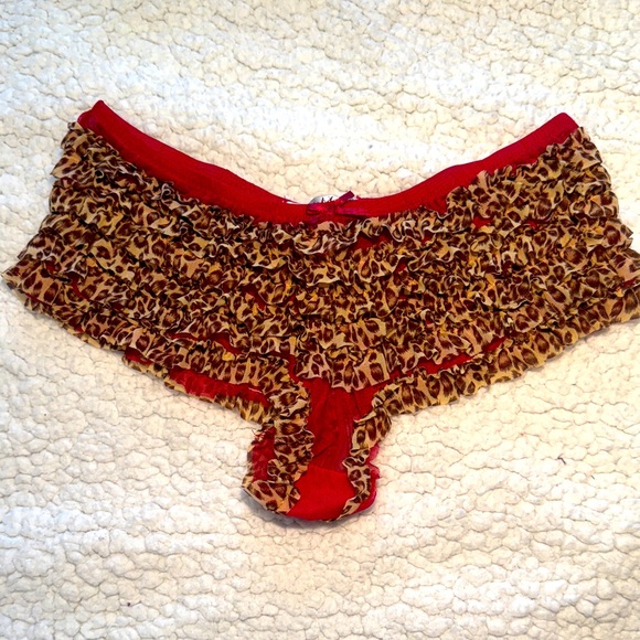Honeydew Intimates Red and Animal Print Ruffled Panties - Picture 1 of 3